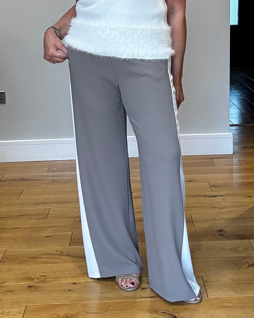 Gabby Side Stripe Trouser - Mocca/Ecru