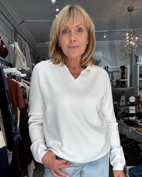 Erin Supersoft Collar  Jumper - Stone