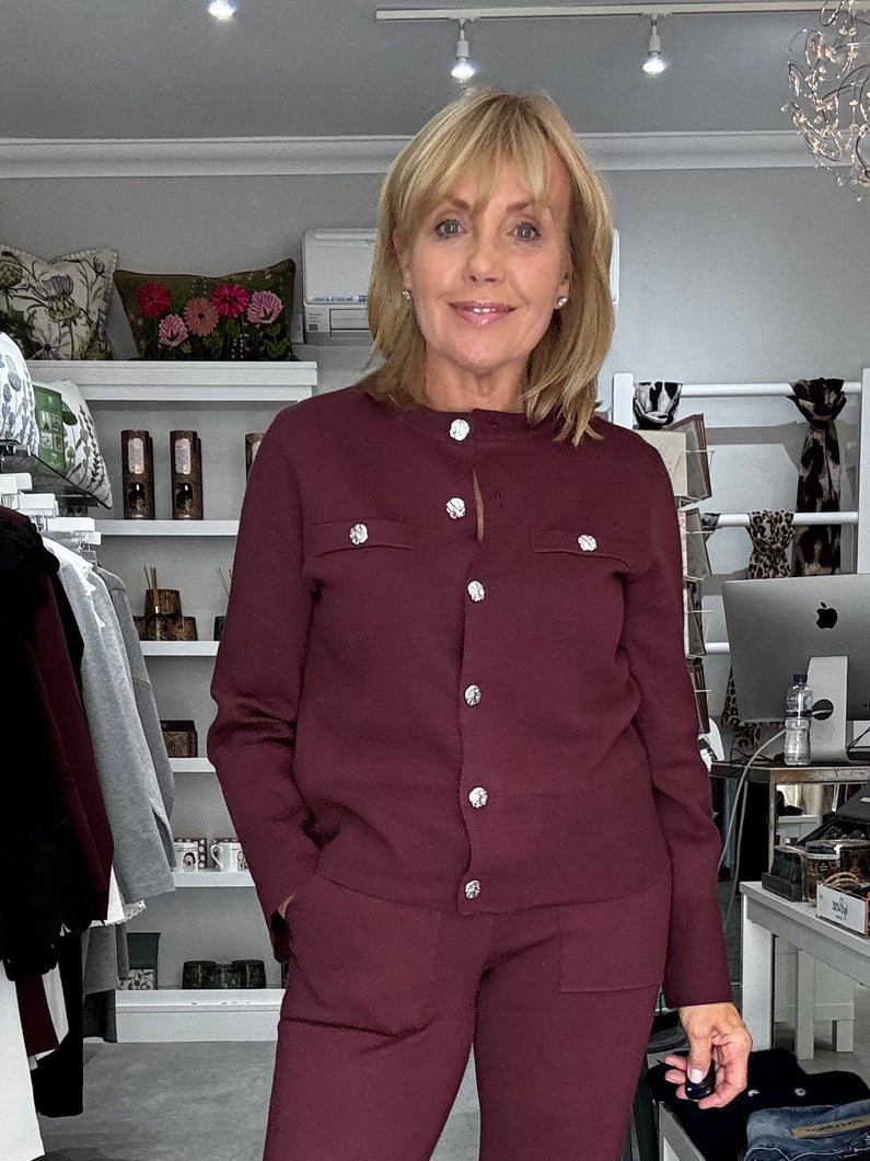 YAS Pimi Knitted Cardigan - Burgundy