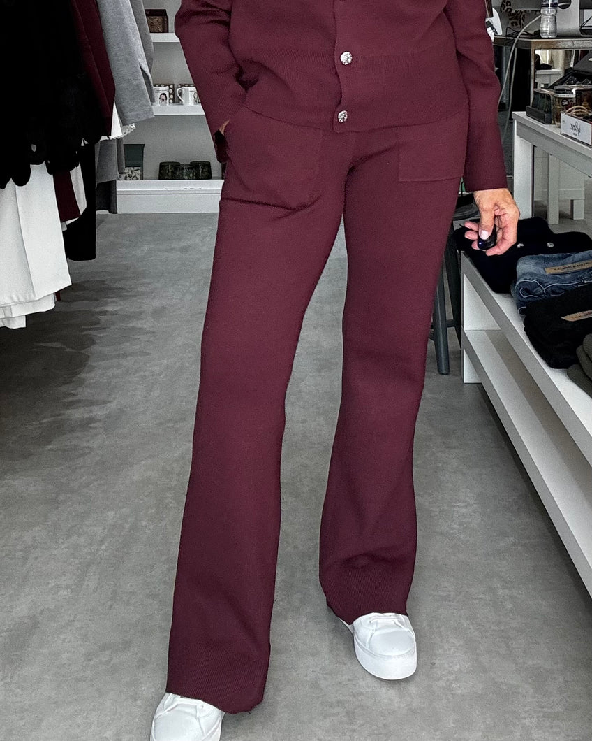 YAS Pimi Knitted Pant - Burgundy