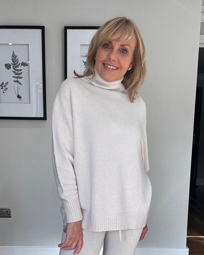 Faye Supersoft Oversize Roll Neck - Stone