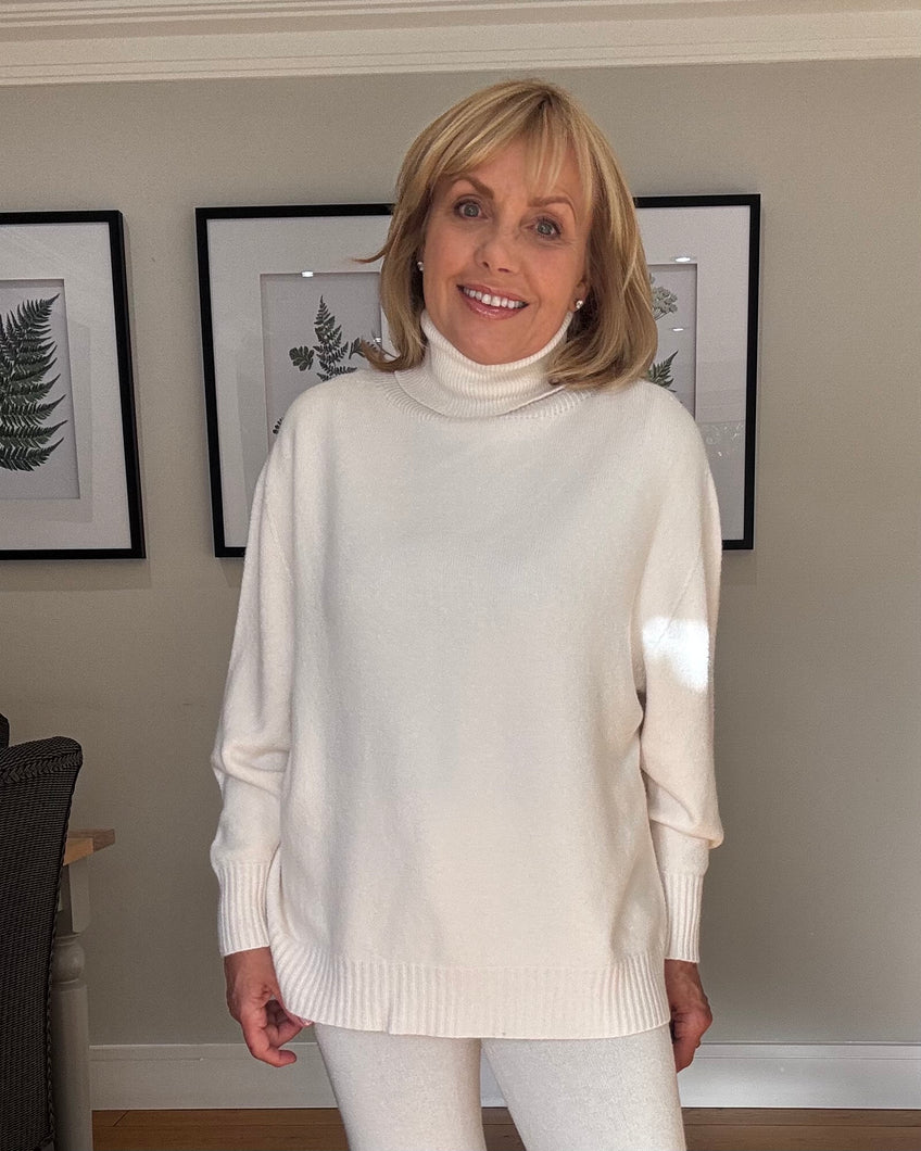 Faye Supersoft Oversize Roll Neck - Ecru