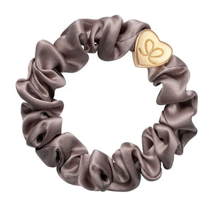 ByEloise - Gold Heart Silk Scrunchie - Iced Latte