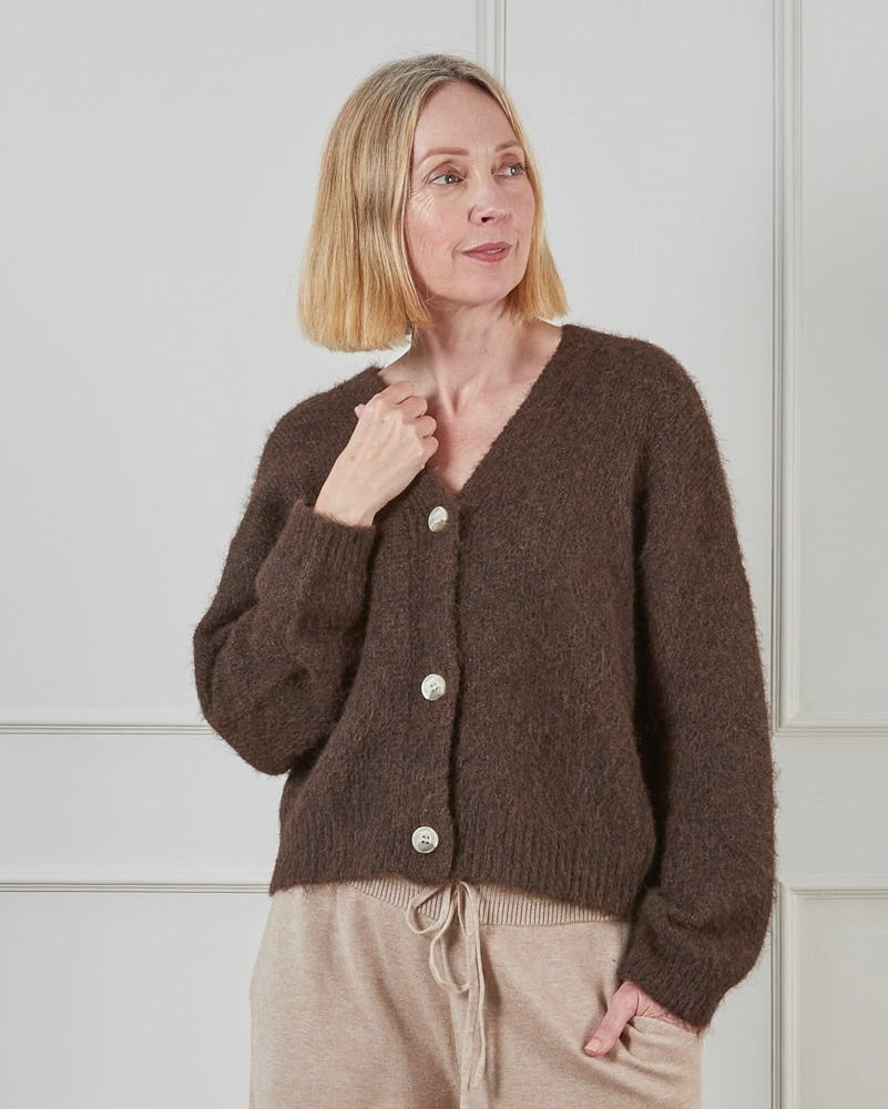 Chalk Joan Cardigan-Chocolate