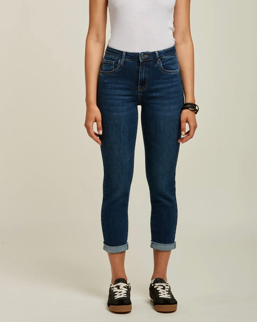 Toxik 3 Cropped Boyfriend Jean - Dark Blue