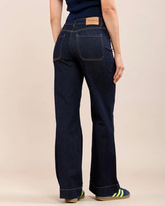 Toxik 3 Button Panel Flare Jeans - Dark Denim