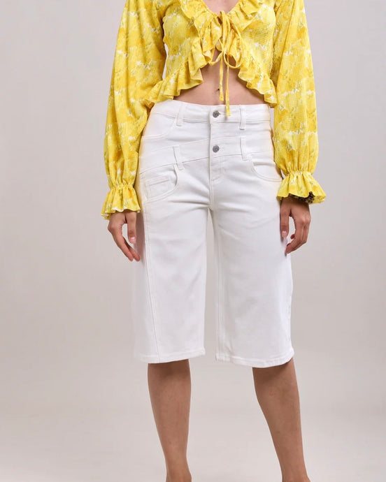 Toxik 3 Paris - Cassian Jean  Bermuda Short - Off White