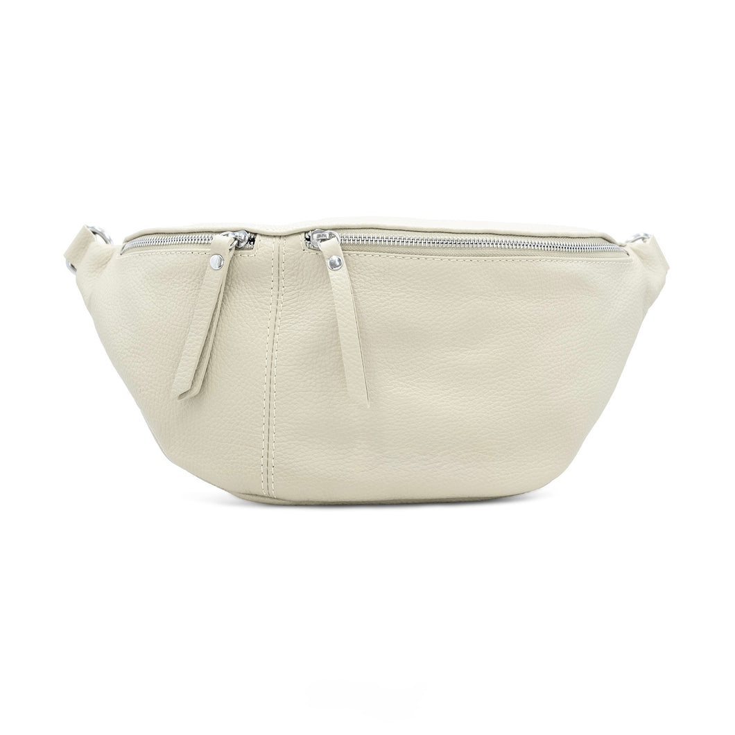 Large Leather Sling Bag - Cream