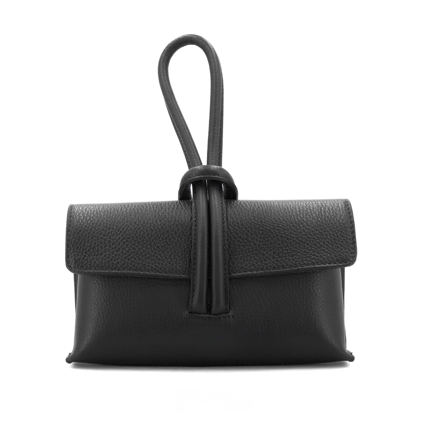 Leather Wrist Hoop Bag - Black