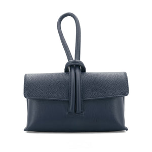 Leather Wrist Hoop Bag - Navy