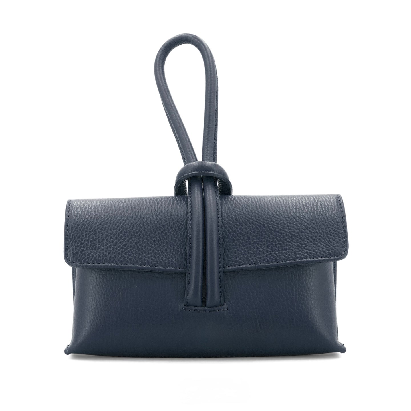 Leather Wrist Hoop Bag - Navy