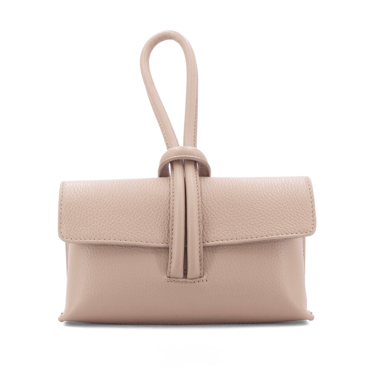 Leather Wrist Hoop Bag - Nude