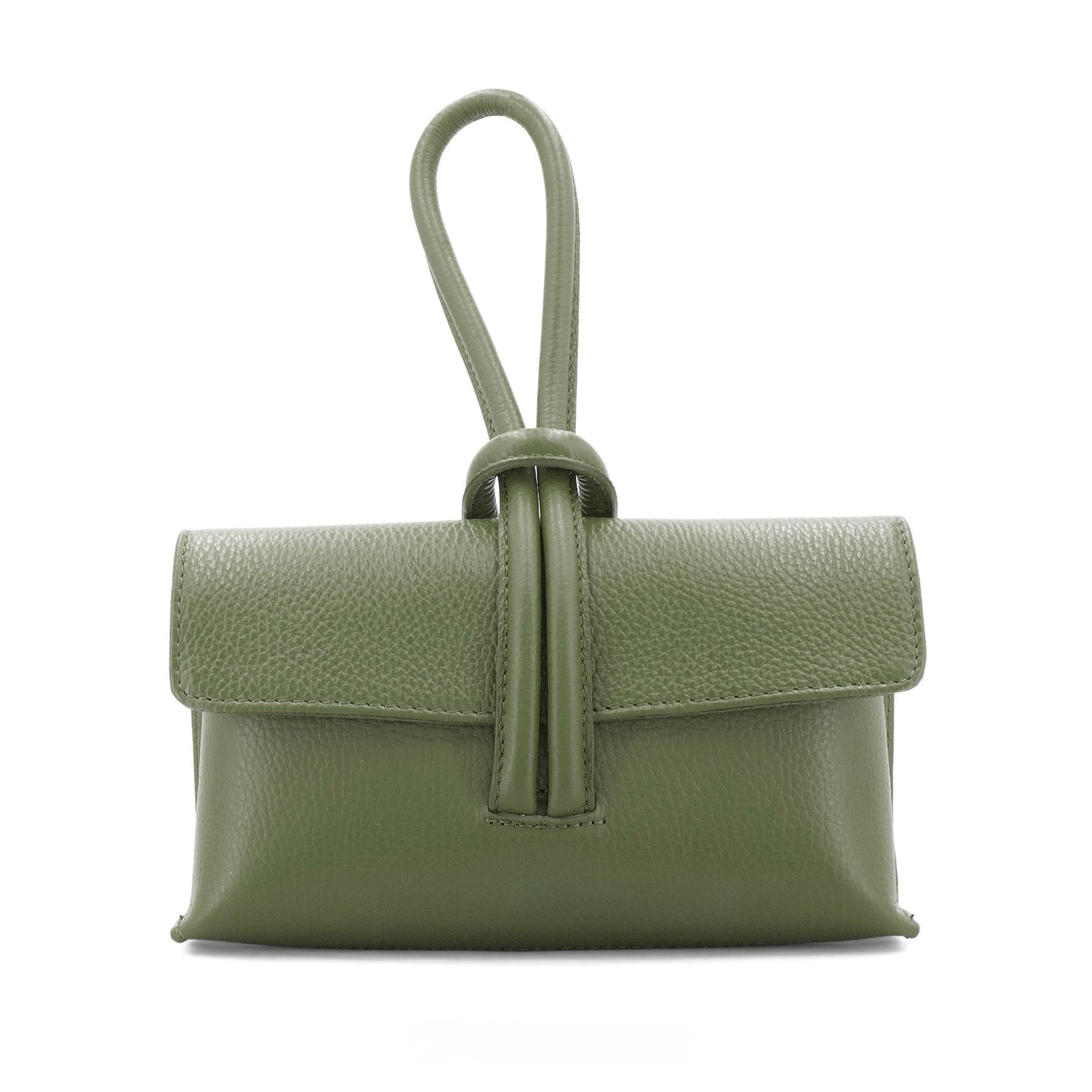 Leather Wrist Hoop Bag - Olive