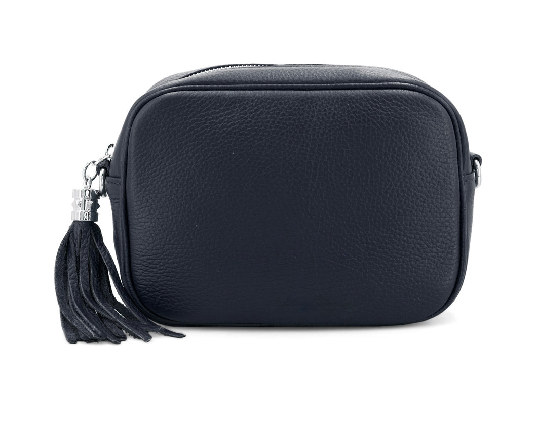 Leather Camera Bag - Navy