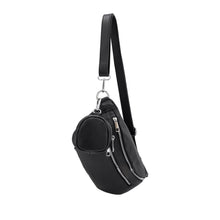Load image into Gallery viewer, Leather Sling Bag with Purse - Black