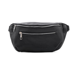 Leather Sling Bag with Purse - Black