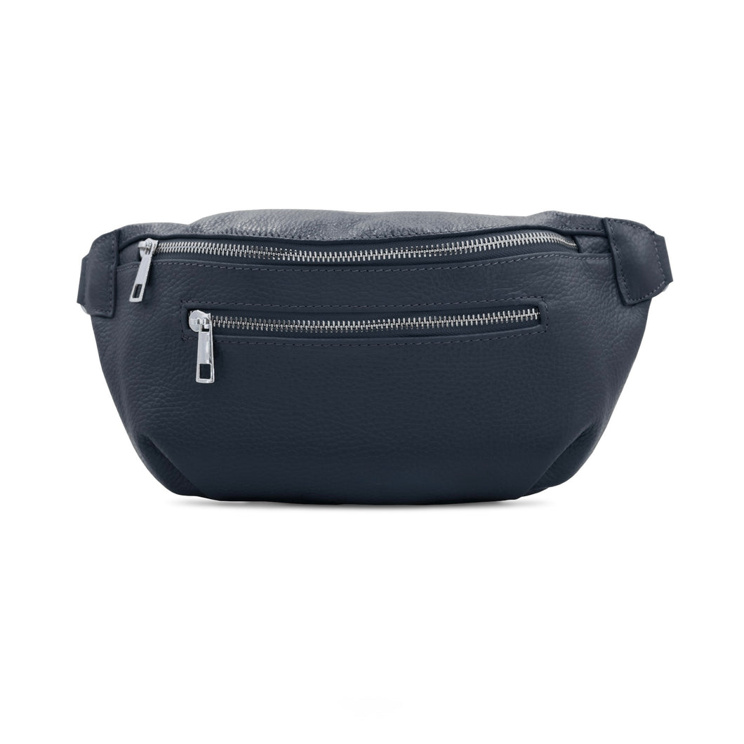 Leather Sling Bag with Purse - Navy