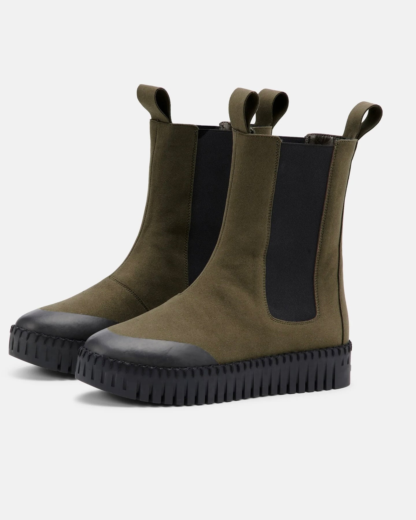 Ilse Jacobsen Long Chelsea Boots - Deep Olive Black