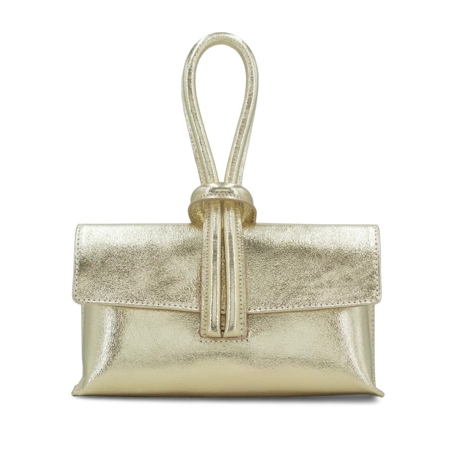 Leather Wrist Hoop Bag - Gold