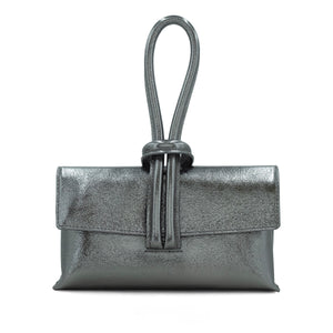 Leather Wrist Hoop Bag - Pewter