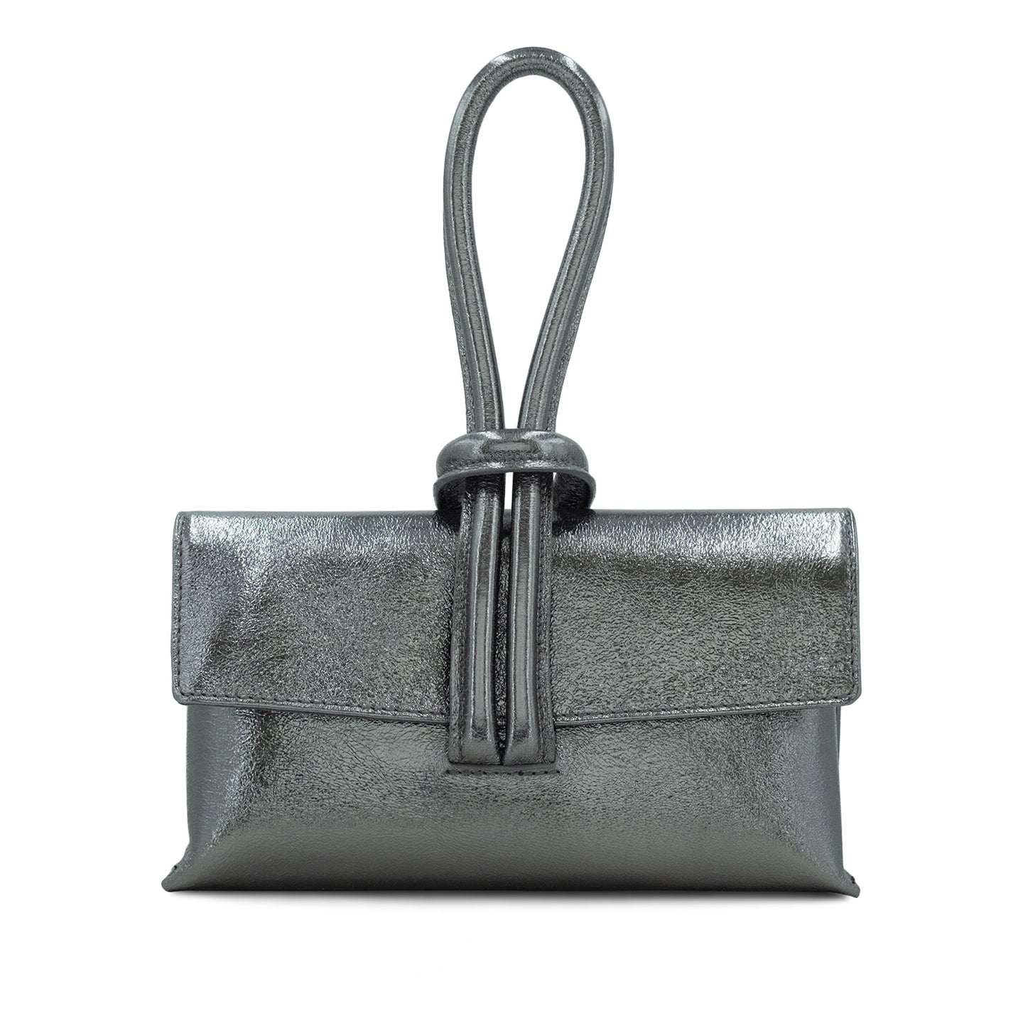 Leather Wrist Hoop Bag - Pewter