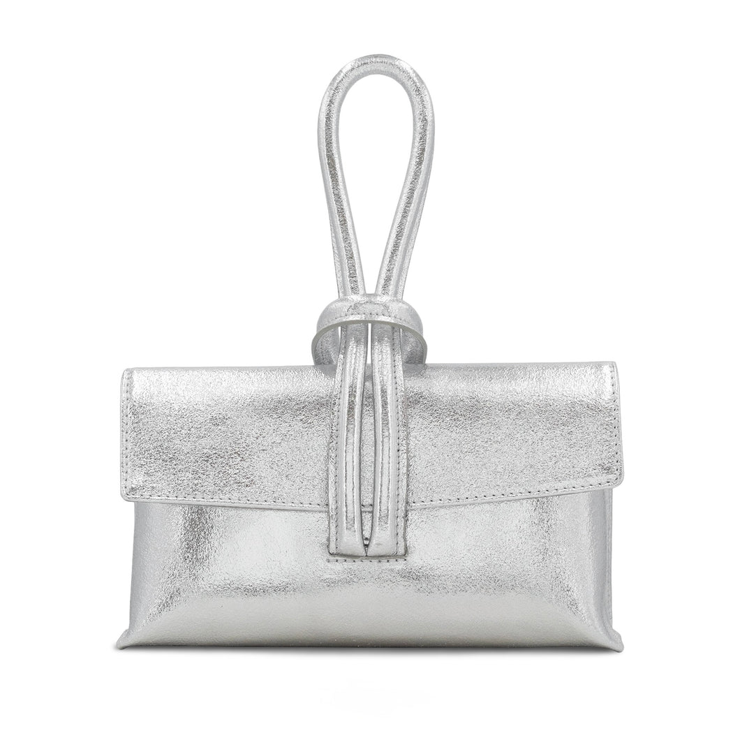 Leather Wrist Hoop Bag - Silver