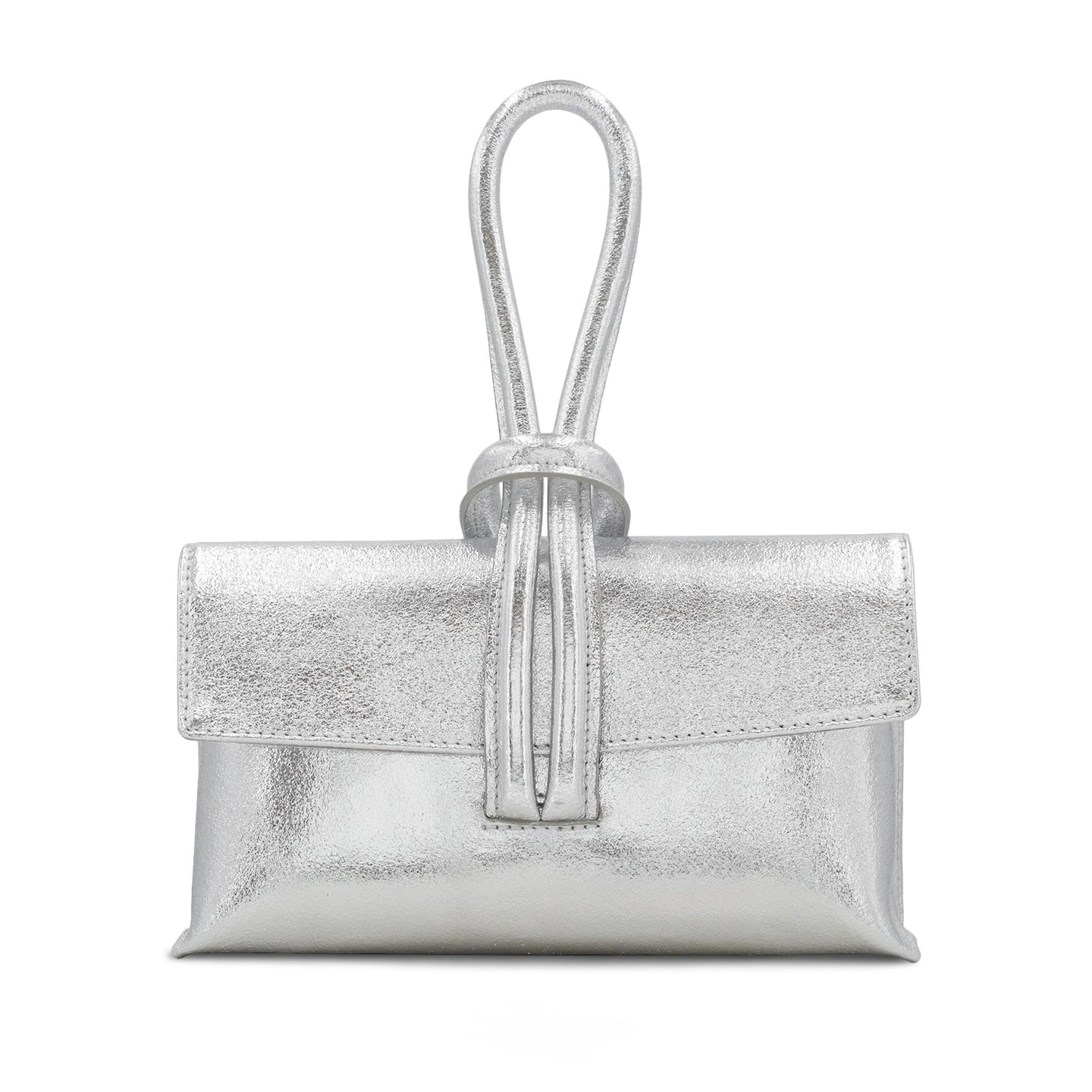 Leather Wrist Hoop Bag - Silver