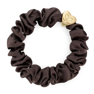 ByEloise - Gold Heart Silk Scrunchie - Mocca