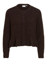 Load image into Gallery viewer, Vila Bows Flounce Knit Cardigan - Coffee Bean