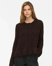 Load image into Gallery viewer, Vila Bows Flounce Knit Cardigan - Coffee Bean