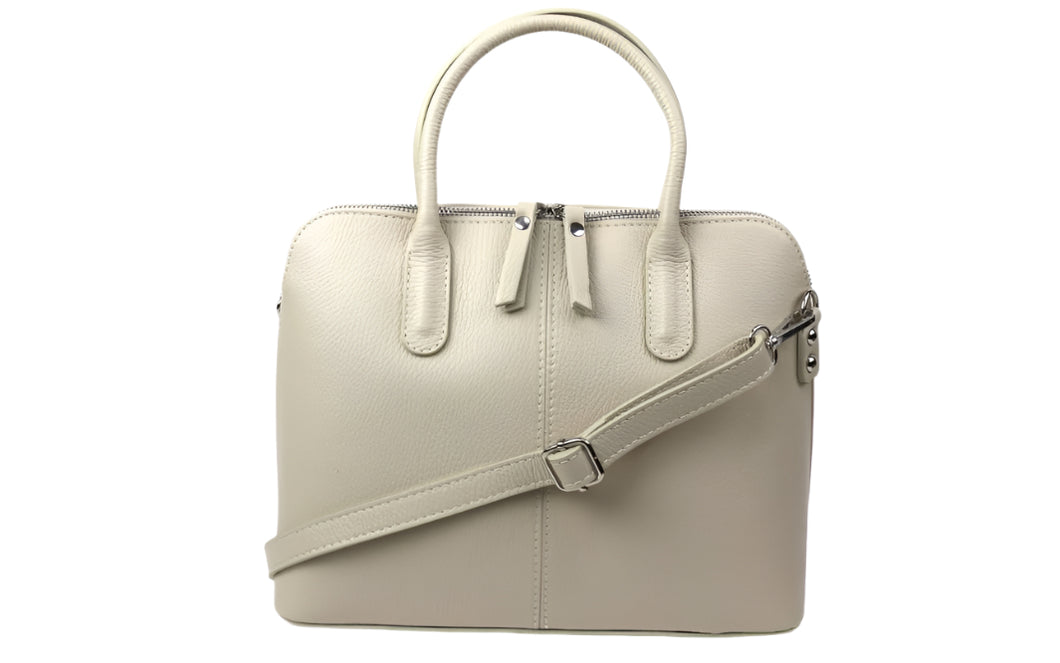 Double Zip Handbag - Cream