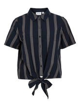 Load image into Gallery viewer, Vila Prisilla Pocket Top - Navy Blazer/Feather Grey Stripe