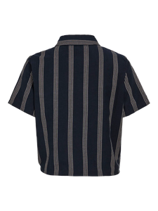 Vila Prisilla Pocket Top - Navy Blazer/Feather Grey Stripe