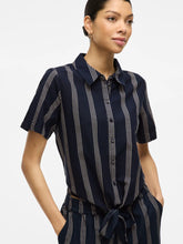 Load image into Gallery viewer, Vila Prisilla Pocket Top - Navy Blazer/Feather Grey Stripe