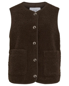 Vila Ada Teddy Gilet - Coffee Bean