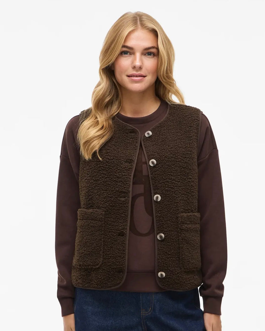 Vila Ada Teddy Gilet - Coffee Bean