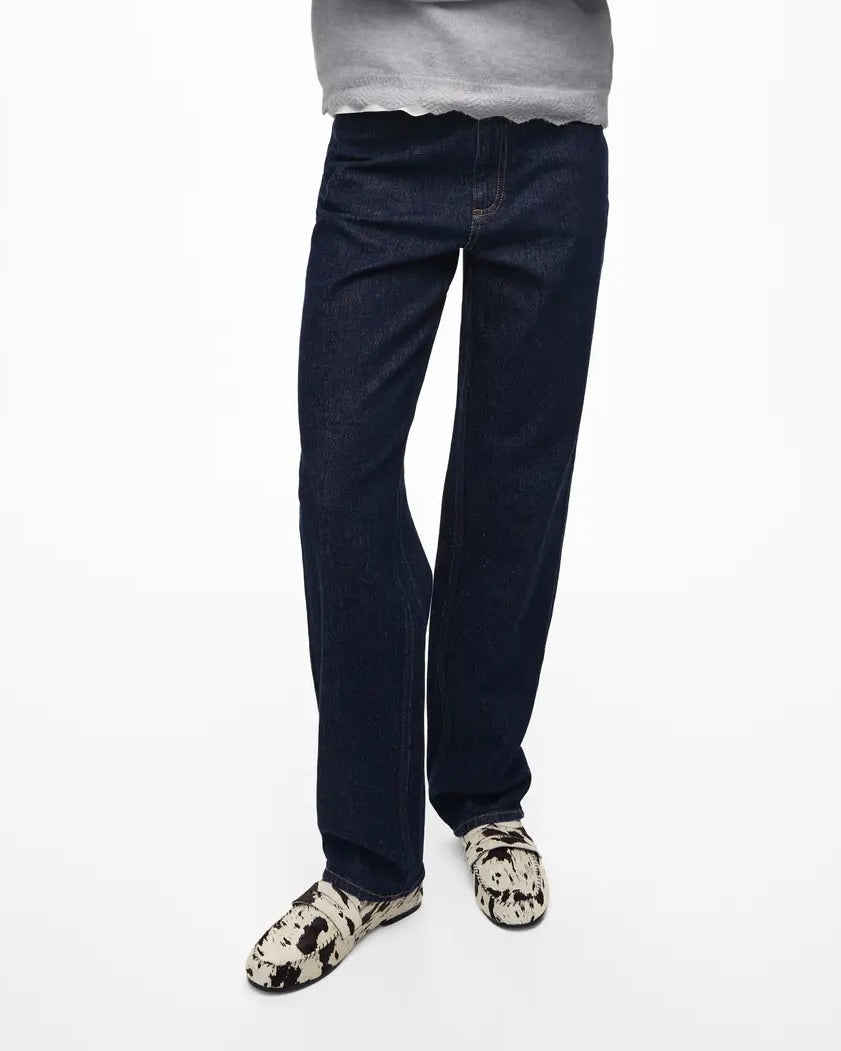 Vila Kelly High Waist Straight Leg Jean - Dark Blue