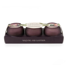 Load image into Gallery viewer, Candlelight Frosted Plum Collection Candle Trio - Wild Fig &amp; Saffron