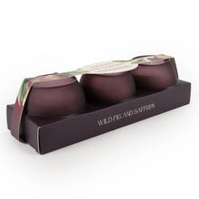 Load image into Gallery viewer, Candlelight Frosted Plum Collection Candle Trio - Wild Fig &amp; Saffron