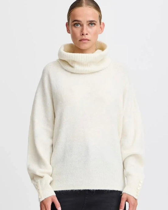 ICHI Kamara Oversize Pullover - Cloud Dancer