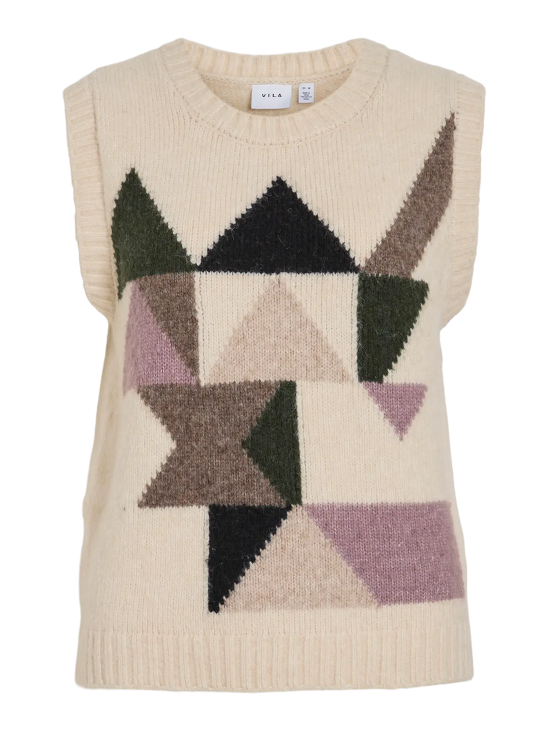 Vila Mets Jaquard Tank - Birch/Multi