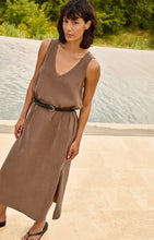 Load image into Gallery viewer, YAYA Crinkle Texture V Neck Dress - Washed Brown