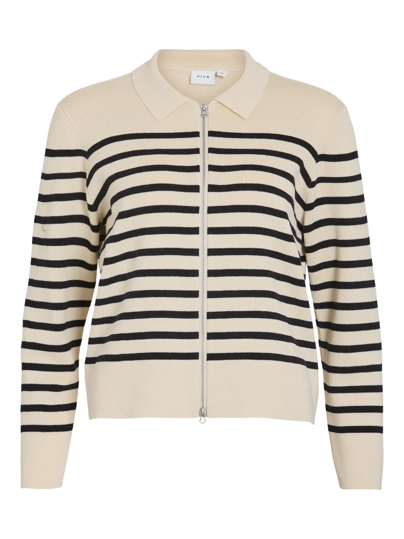 Vila Ostria Zipped Cardigan - Birch/B;ac