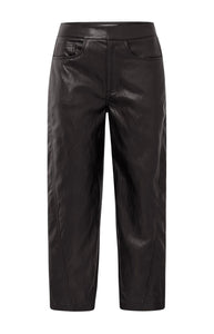YAYA Faux Leather Trousers with Seam Detail - Anthracite Brown