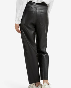 YAYA Faux Leather Trousers with Seam Detail - Anthracite Brown