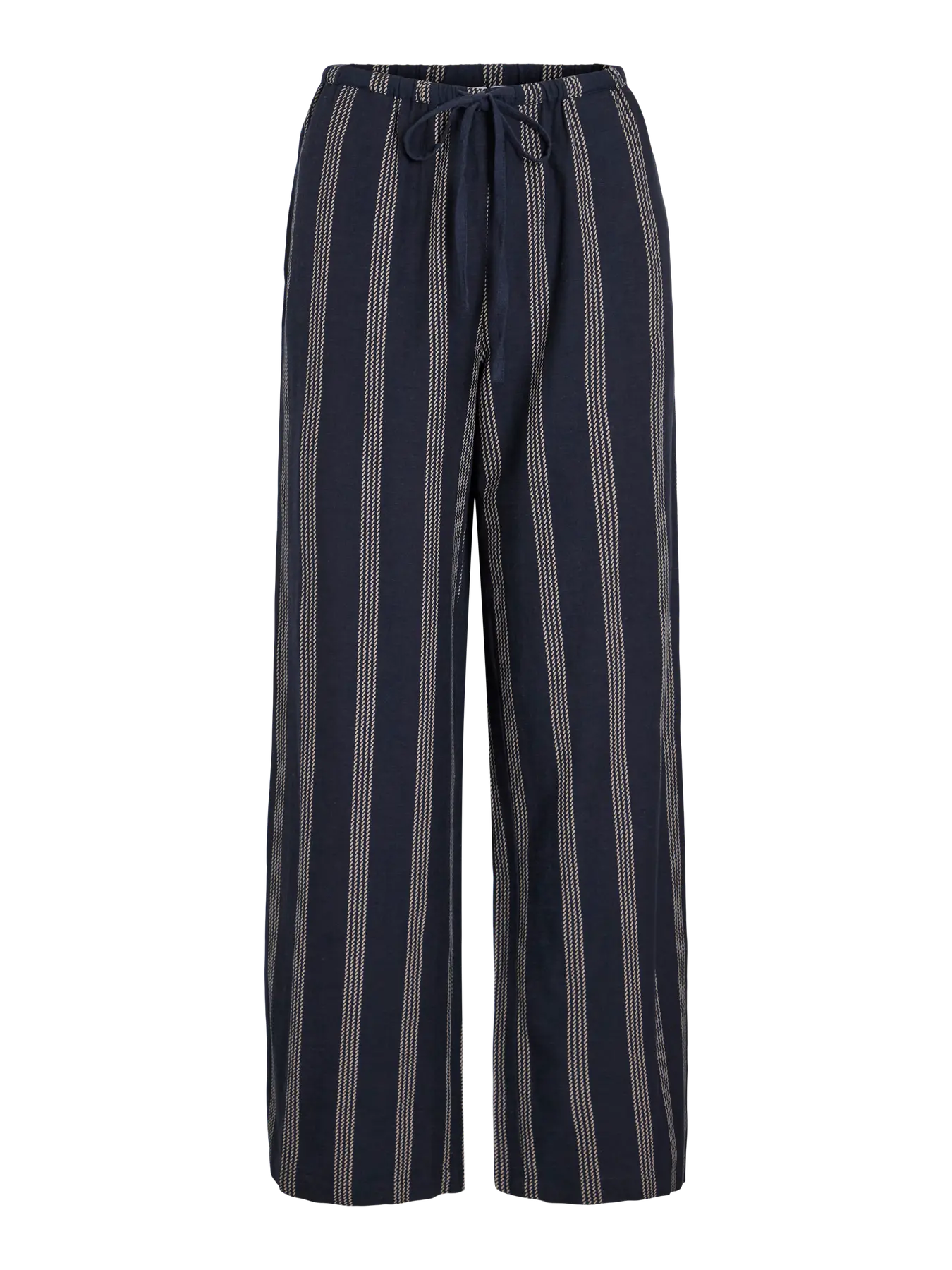 Vila Prisilla Wide Leg Pants - Navy/Feather Grey Stripe