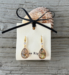 Ocean Ripples 18ct Gold Plated Abalone Drop Earrings