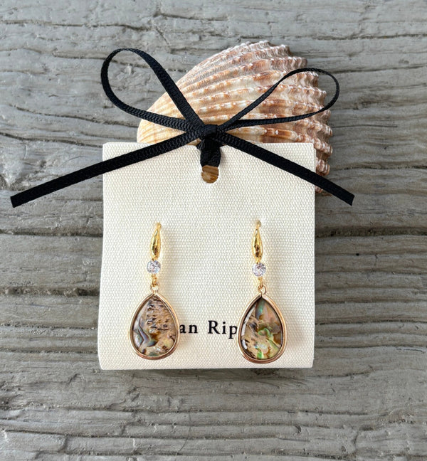 Ocean Ripples 18ct Gold Plated Abalone Drop Earrings