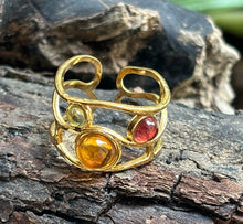 Load image into Gallery viewer, Ocean Ripples  -18ct Gold Plated Glass Beads Adjustable Ring