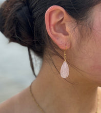 Load image into Gallery viewer, Ocean Ripples 18ct Gold Plated Rose Quartz Drop Earrings